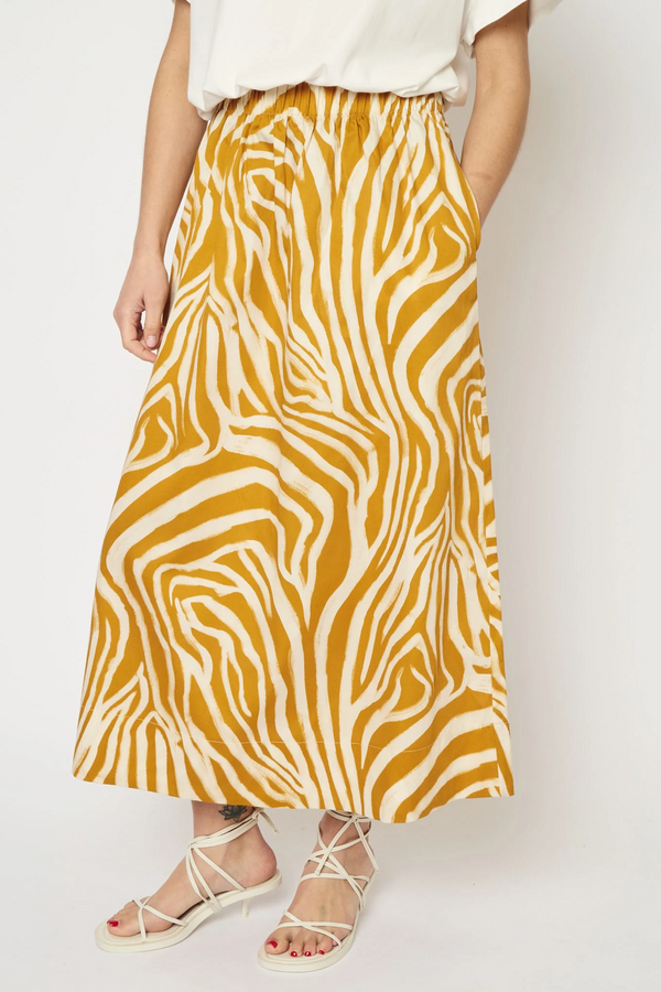 Adele Zebra Print Skirt - Zebra Ochra