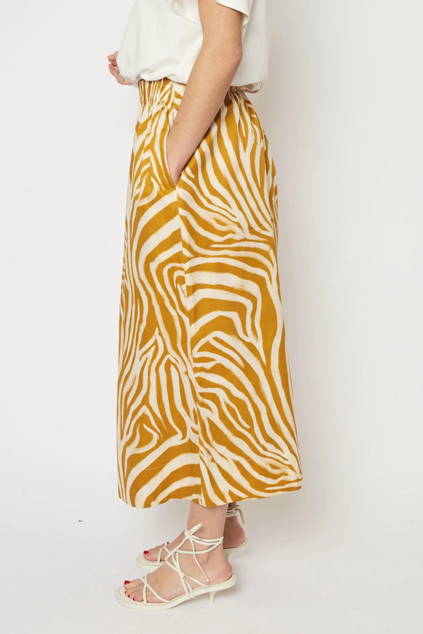 Adele Zebra Print Skirt - Zebra Ochra