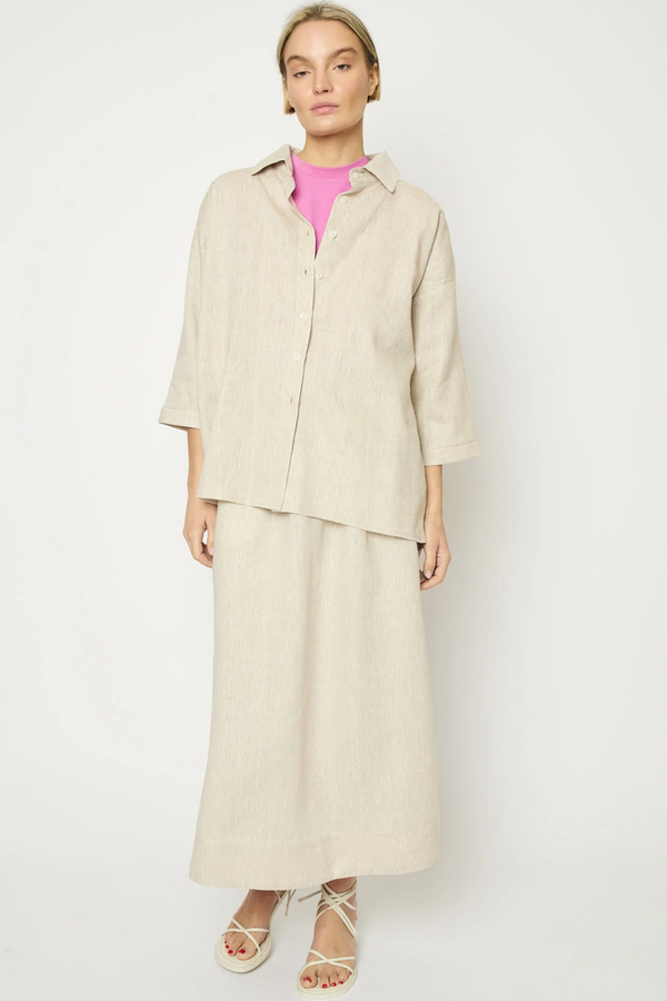 Adele Evergreen Linen Skirt - Raw Linen