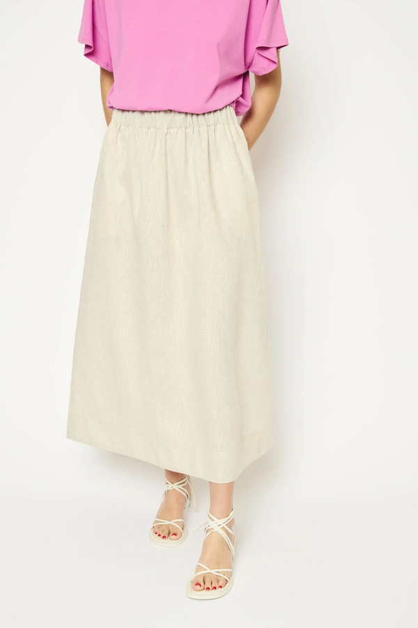 Adele Evergreen Linen Skirt - Raw Linen