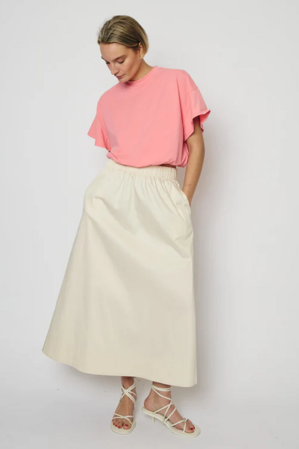 Adele Solid Cotton Skirt - Creme