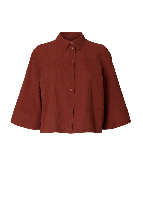 Finnie Relaxed 3/4 Sun Shirt - Cherry Mahogany