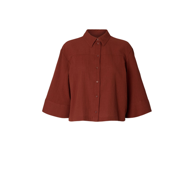 Finnie Relaxed 3/4 Sun Shirt - Cherry Mahogany