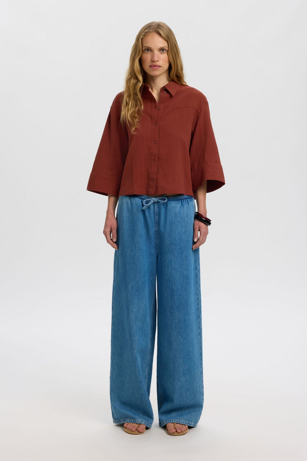 Finnie Relaxed 3/4 Sun Shirt - Cherry Mahogany