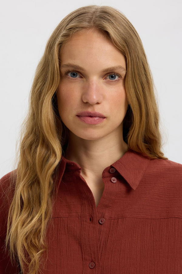 Finnie Relaxed 3/4 Sun Shirt - Cherry Mahogany