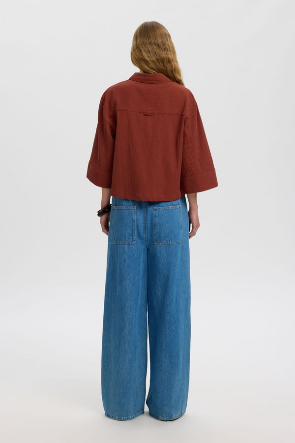 Finnie Relaxed 3/4 Sun Shirt - Cherry Mahogany