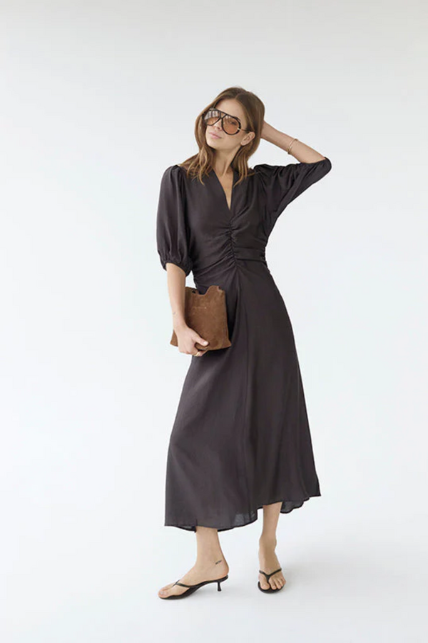 Hera Puff Dress - Dark Brown