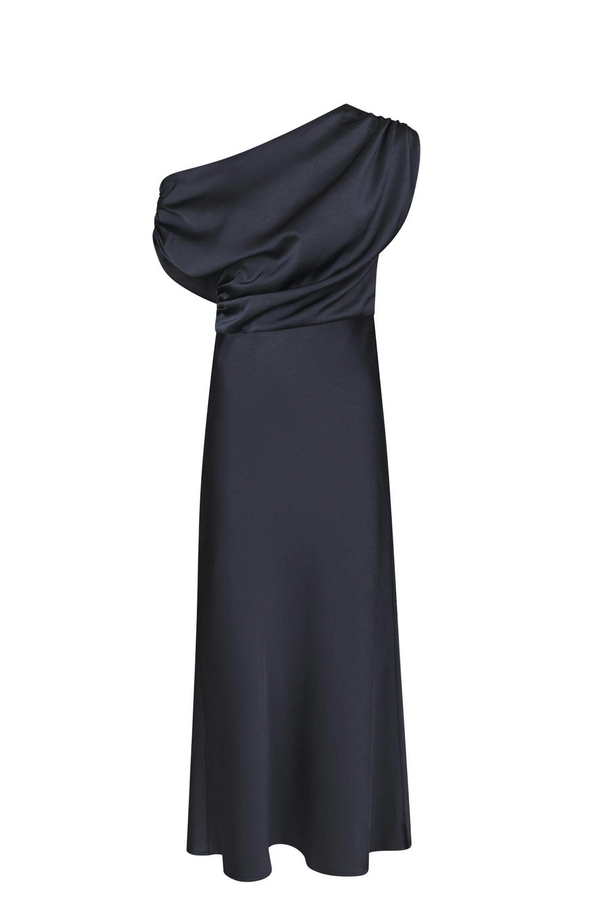 Lilith Heavy Sateen Dress - Midnight Blue