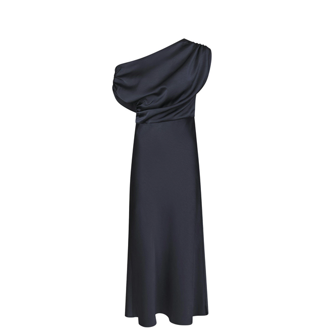 Lilith Heavy Sateen Dress - Midnight Blue