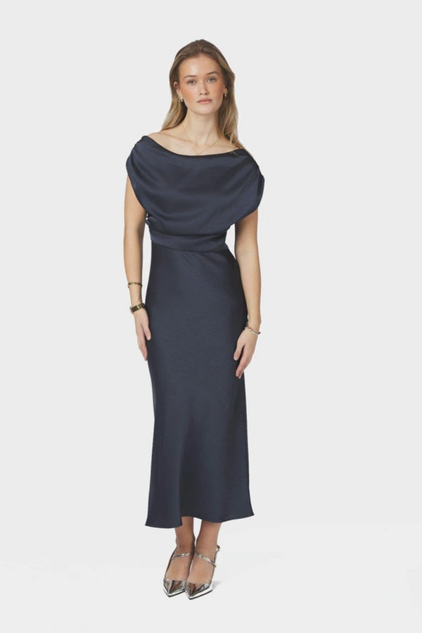 Lilith Heavy Sateen Dress - Midnight Blue
