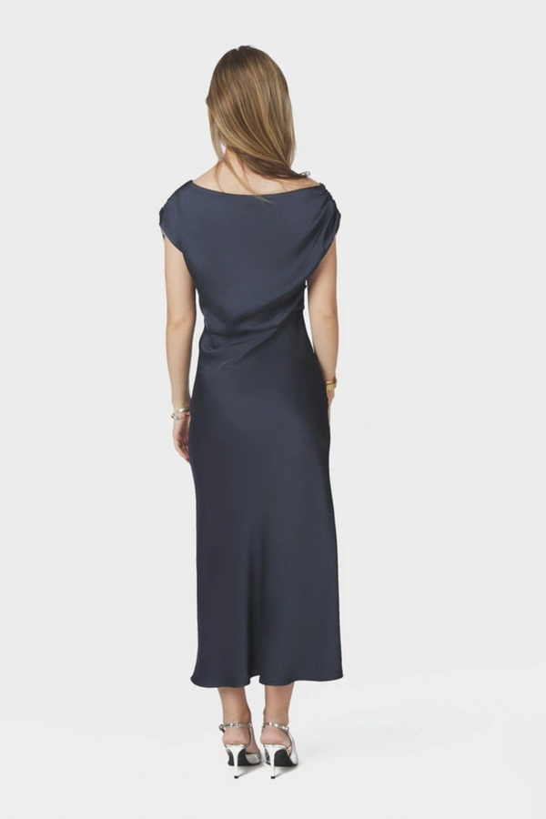 Lilith Heavy Sateen Dress - Midnight Blue