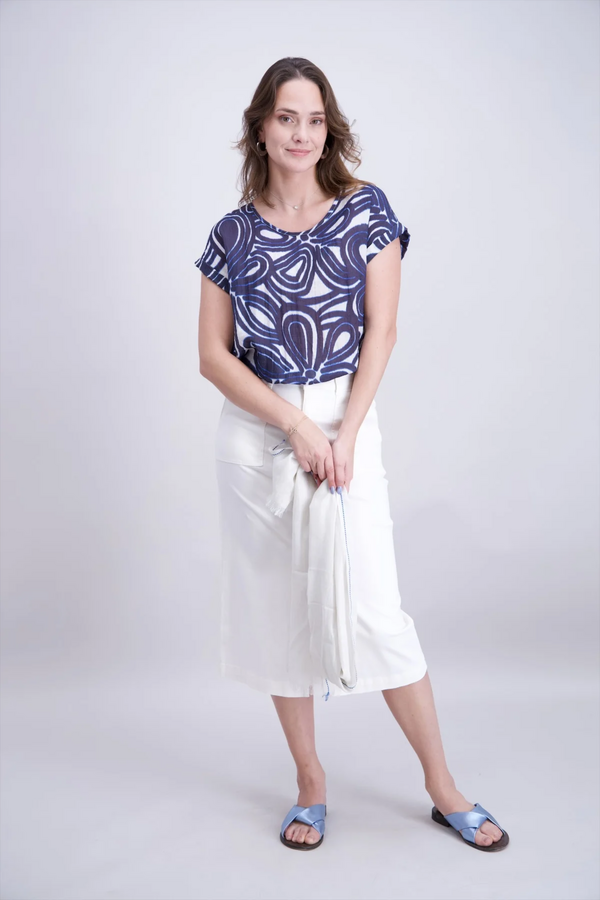 Print Blouse - Blue