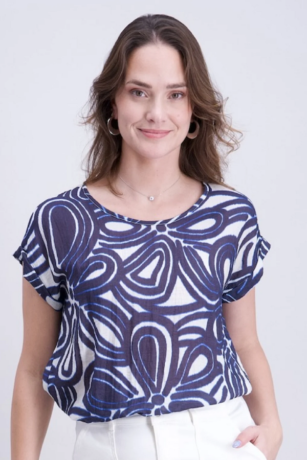 Print Blouse - Blue