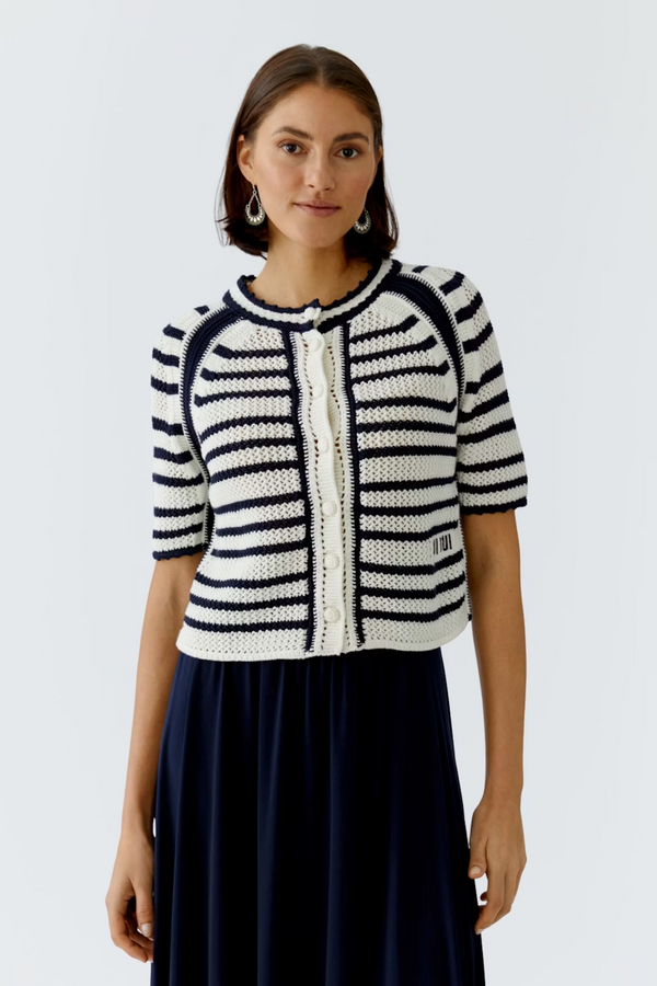 Knit Jacket - White/Blue