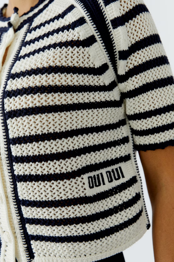 Knit Jacket - White/Blue