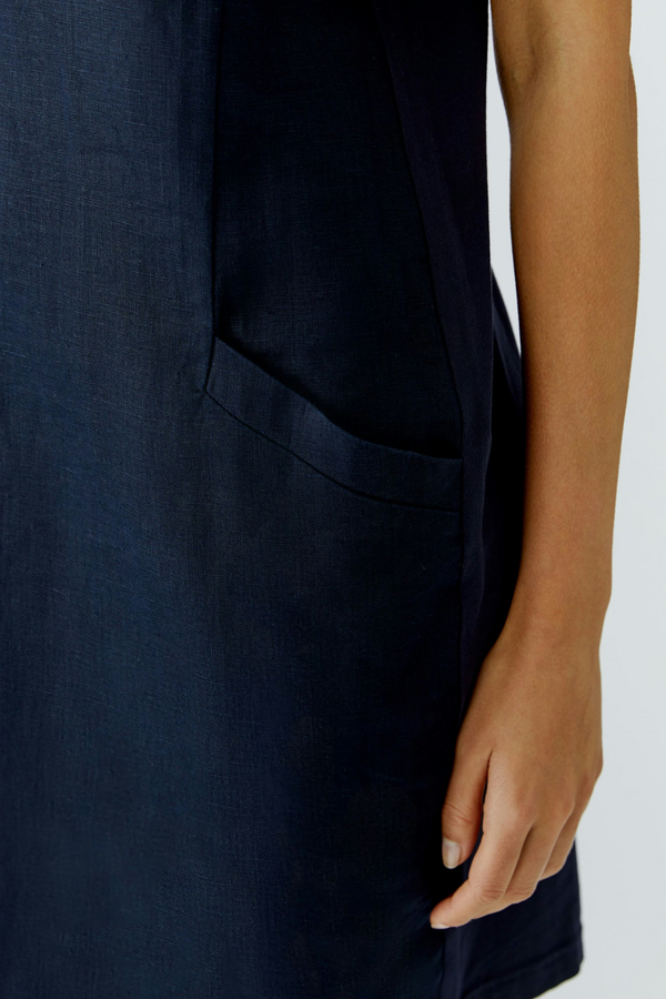 Linen Dress - Dark Blue