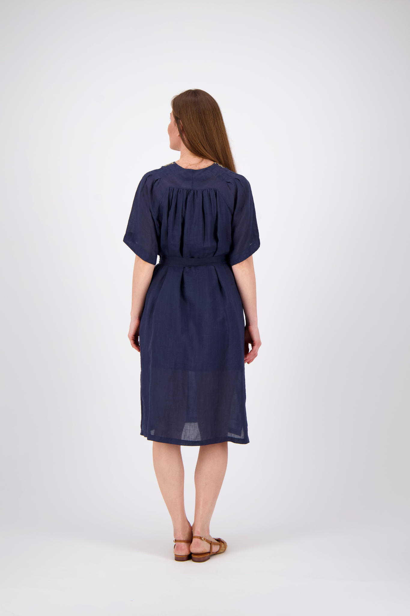 Midi Dress - Blue Navy/Gold