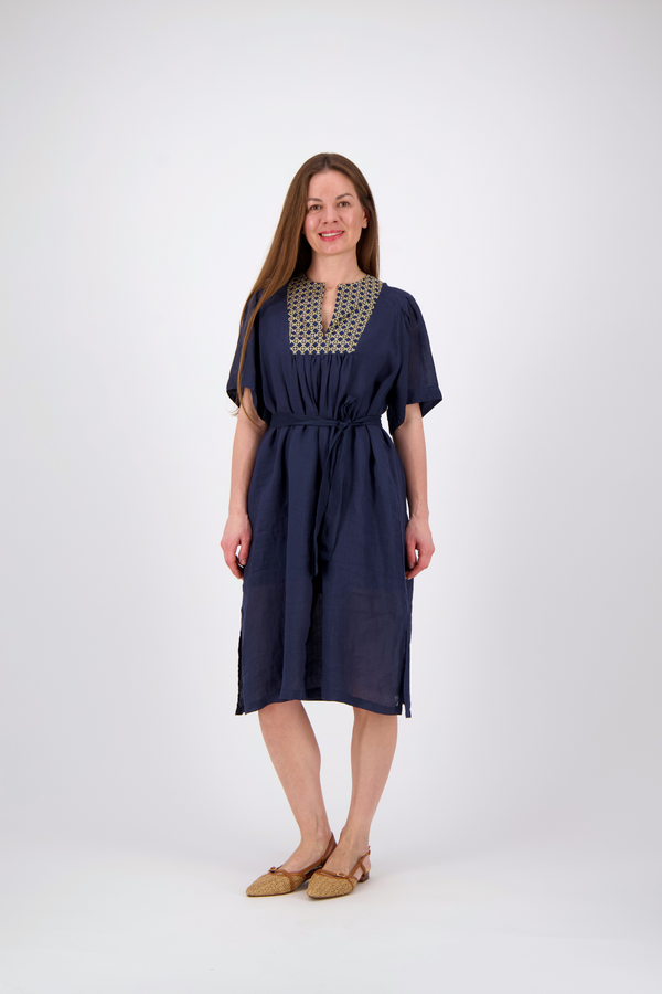 Midi Dress - Blue Navy/Gold