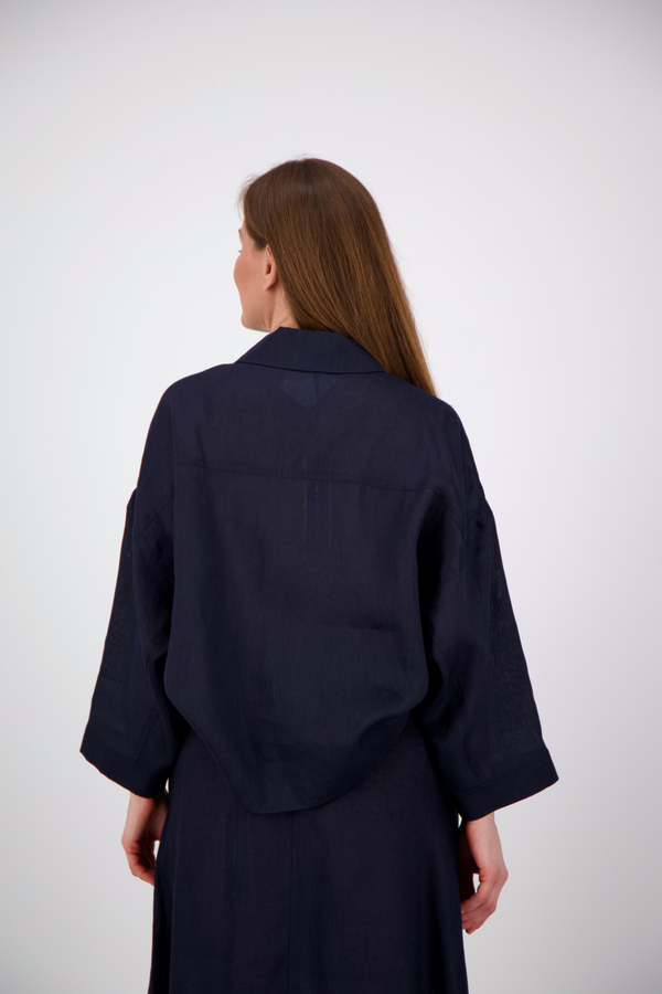 Linen Blouse - Navy