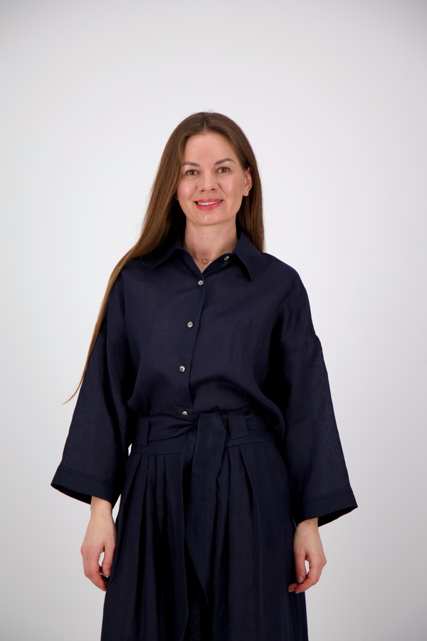 Linen Blouse - Navy