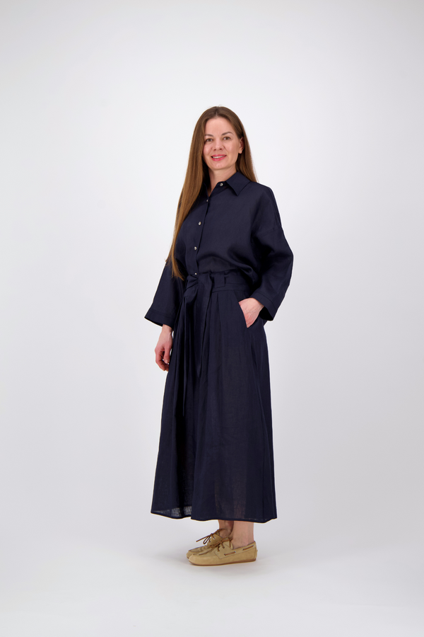 Linen Blouse - Navy