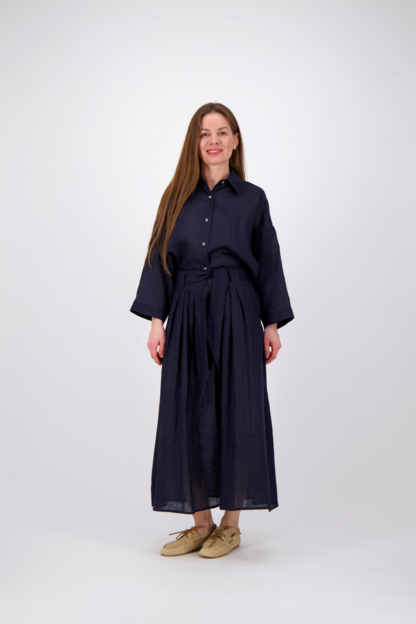Linen Blouse - Navy