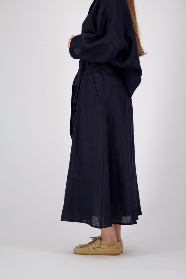 Linen Skirt - Navy