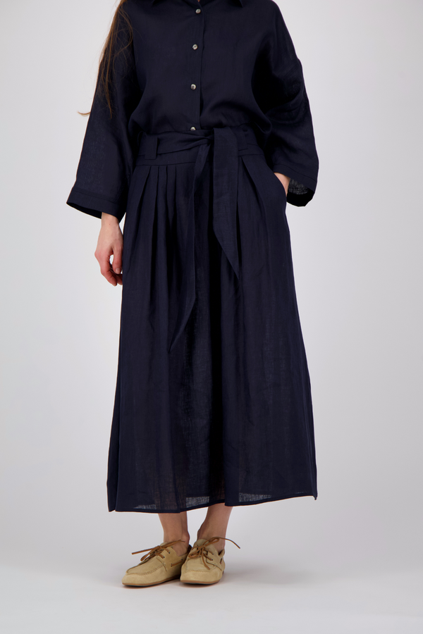 Linen Skirt - Navy