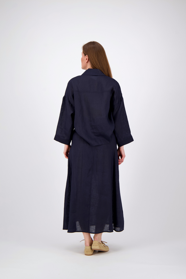 Linen Skirt - Navy