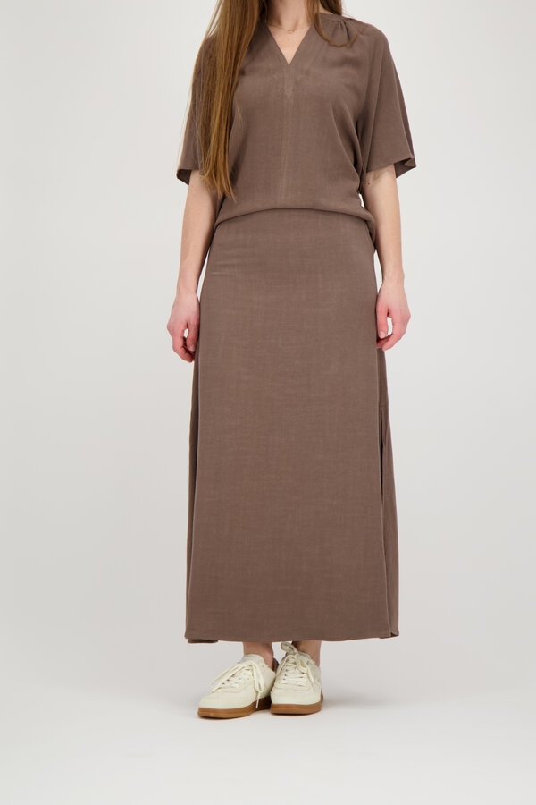 Viva Ankle Linen Blend Skirt - Chocolate Chip