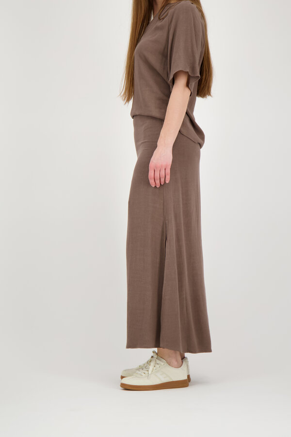 Viva Ankle Linen Blend Skirt - Chocolate Chip