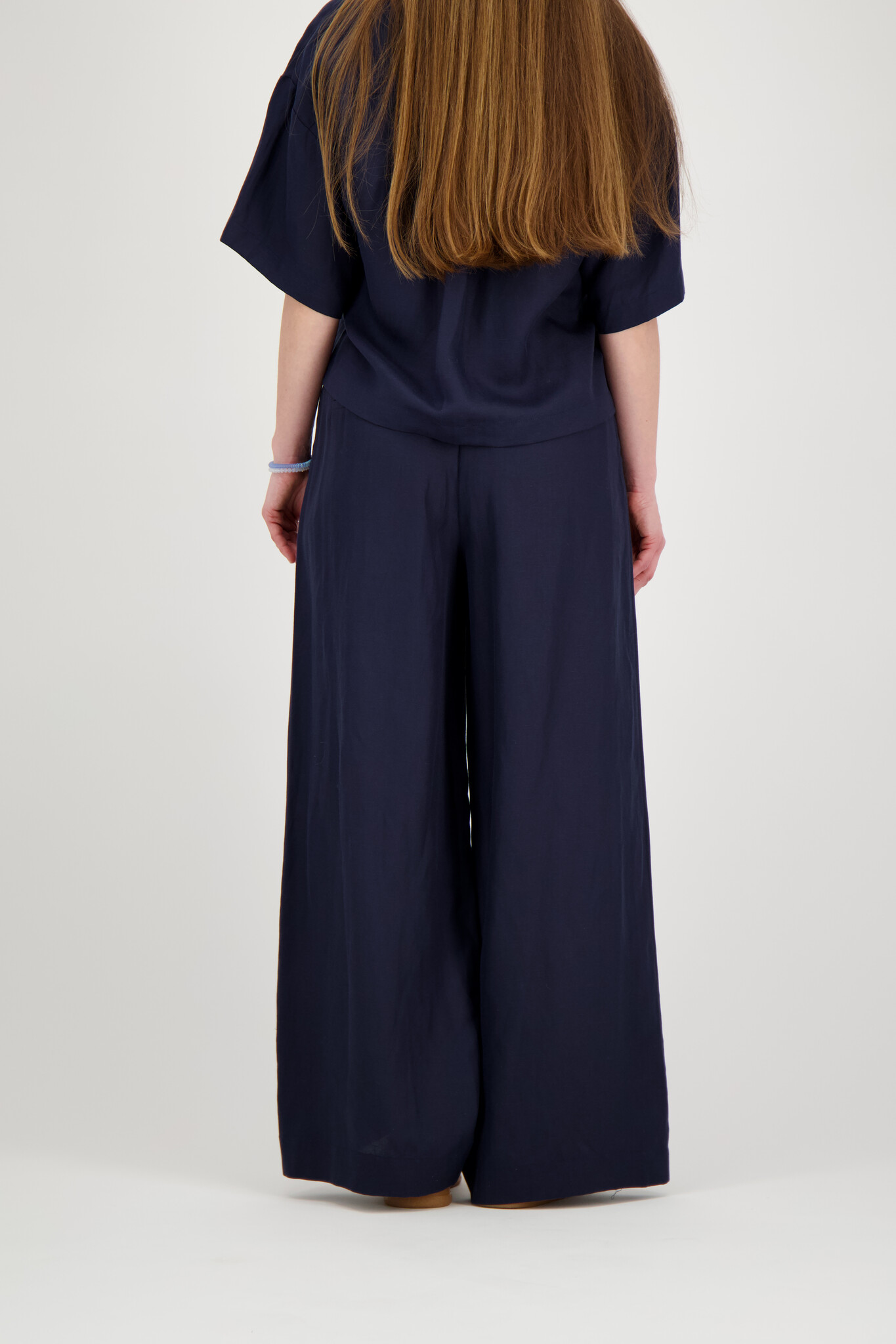 Lyra HW Wide Linen Blend Pant - Dark Sapphire