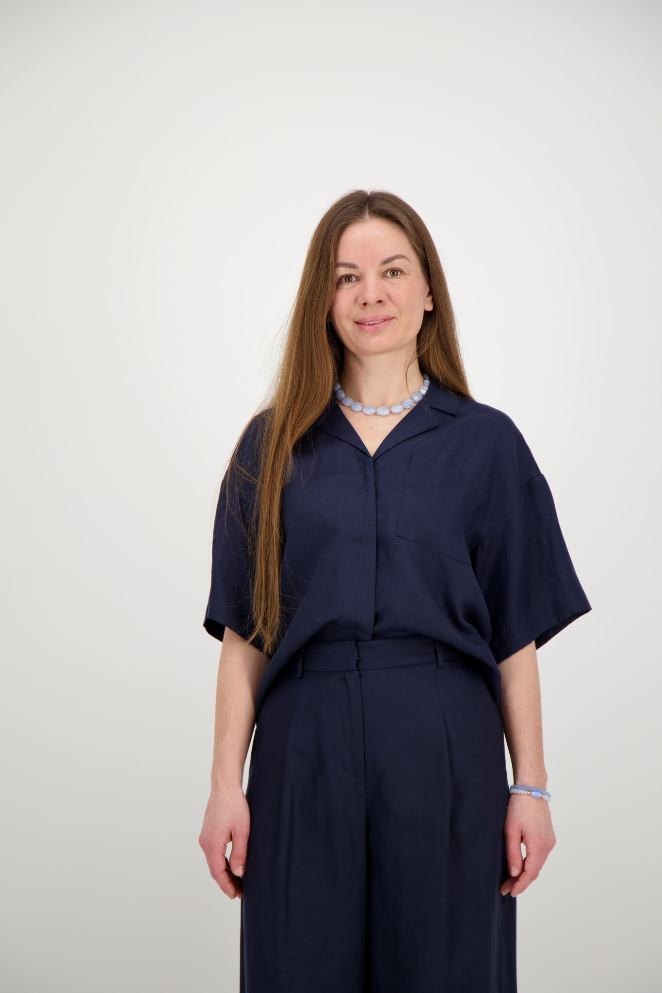 Lyra 2/4 Boxy Linen Shirt - Dark Sapphire