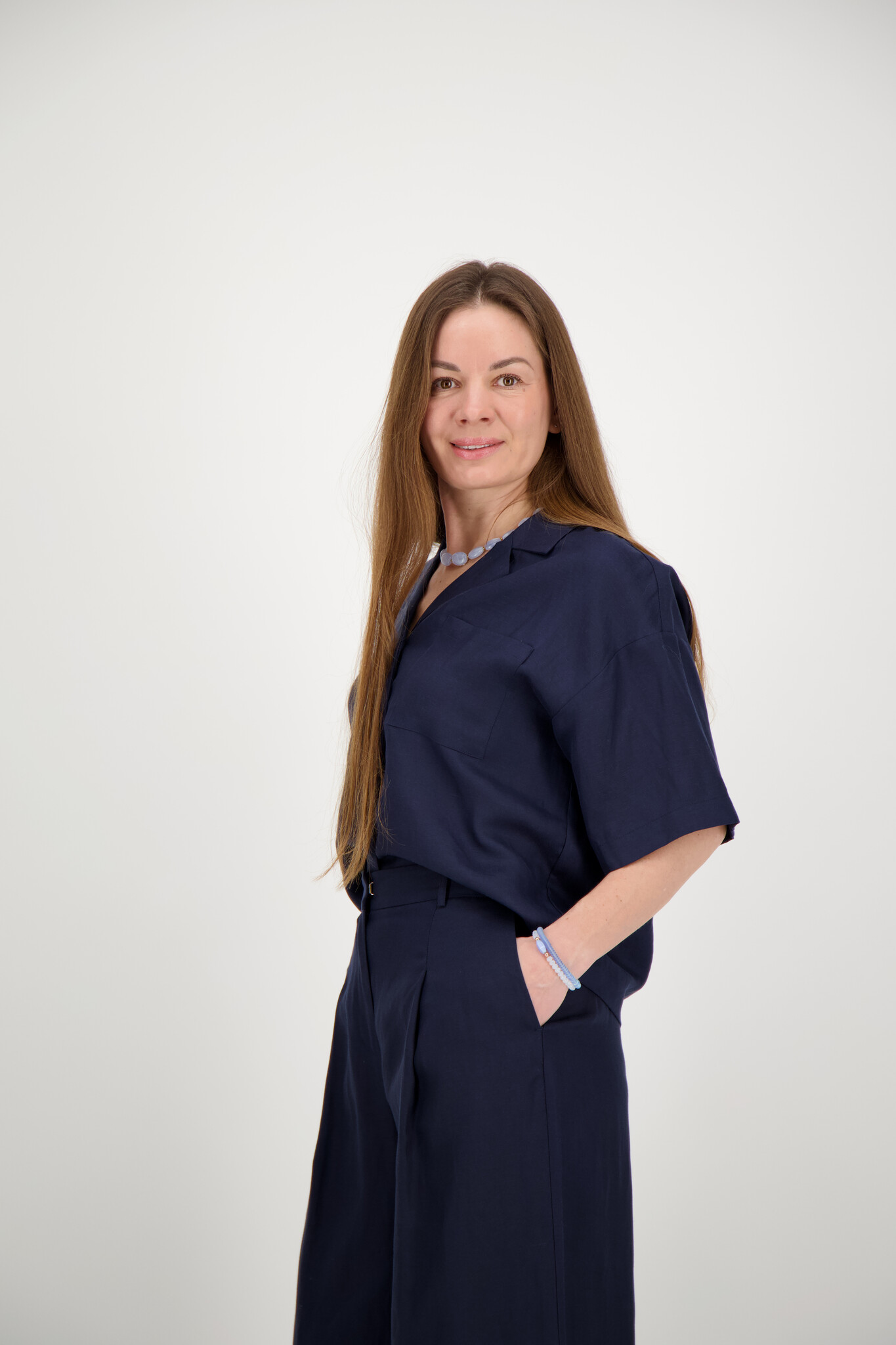 Lyra 2/4 Boxy Linen Shirt - Dark Sapphire