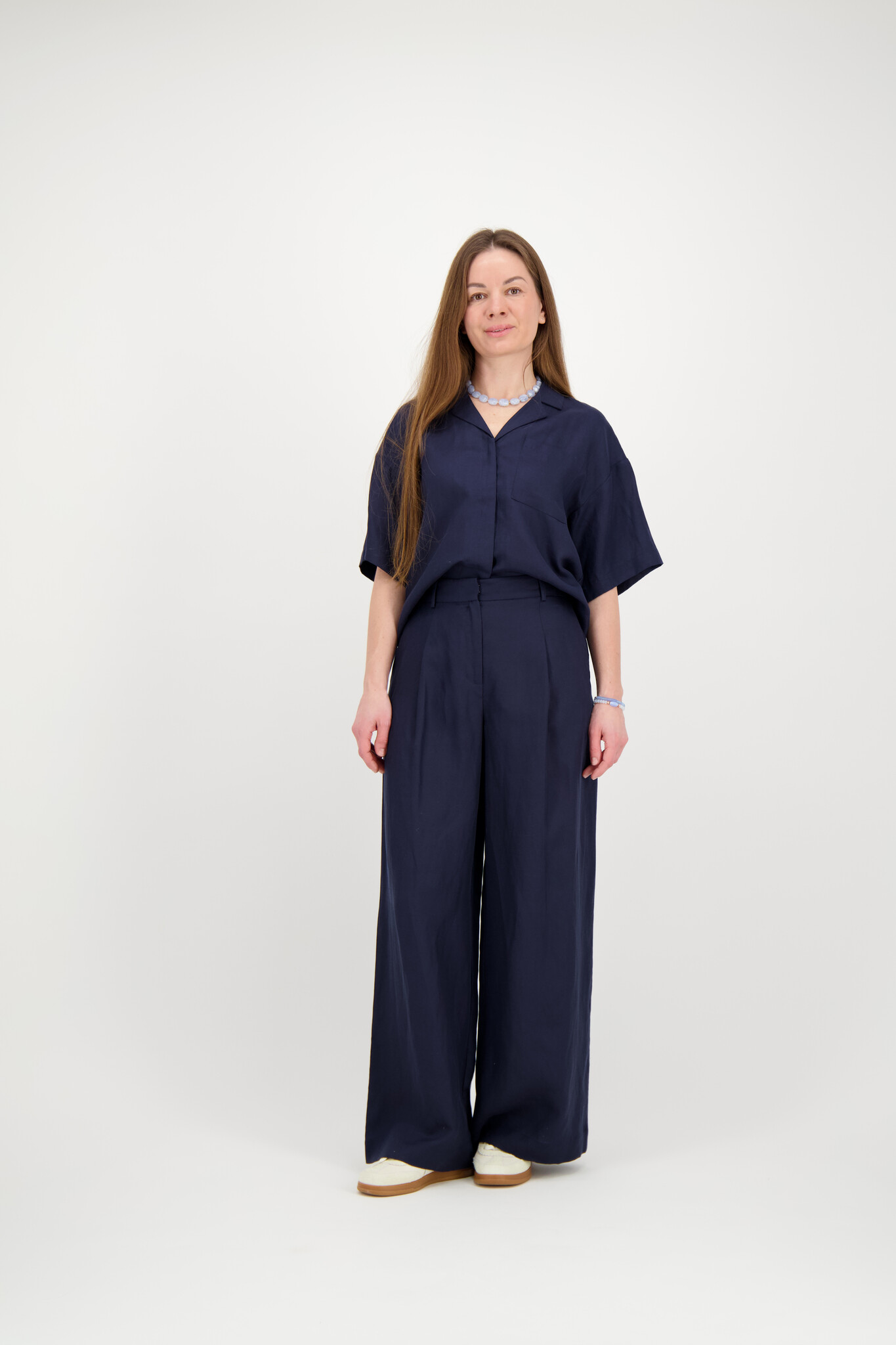 Lyra 2/4 Boxy Linen Shirt - Dark Sapphire