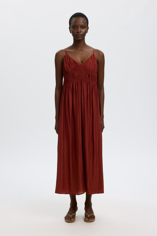 Jackie Regular Strap Ankle Dress - Cherry Mahogany