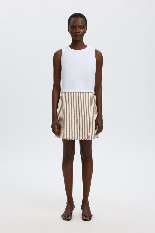 Johanne MW Short Wrap Skirt - Egret/Cherry Mah
