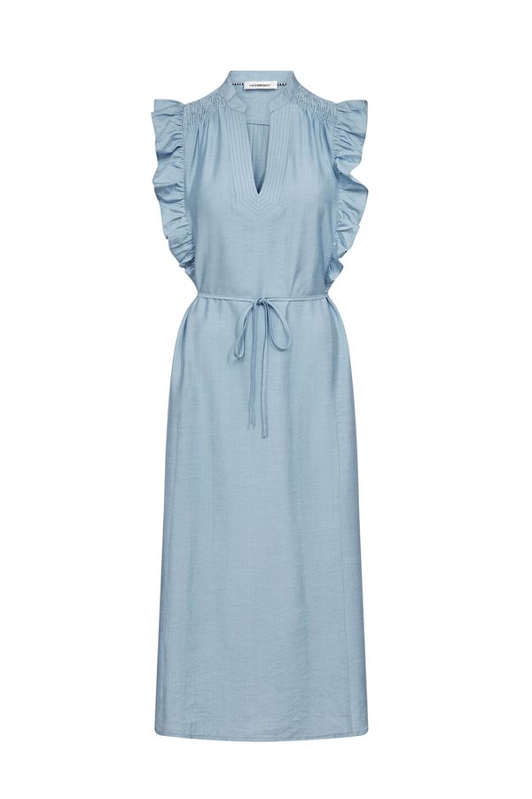 Hera Frill SS V-jurk - Pale Blue