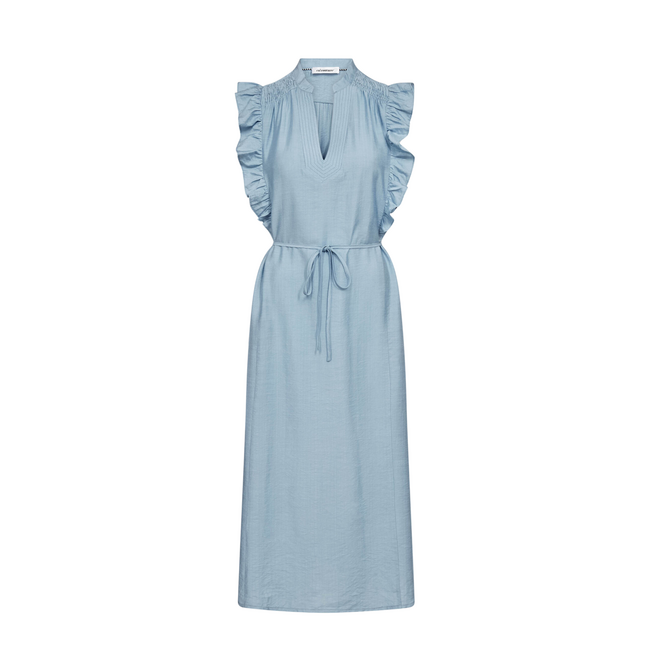 Hera Frill SS V-jurk - Pale Blue