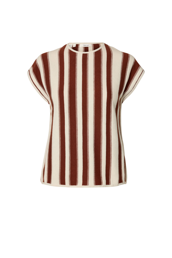 Lina SL Knit O-Neck - Birch/Cherry Mah