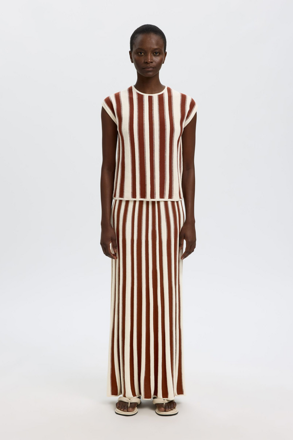 Lina SL Knit O-Neck - Birch/Cherry Mah