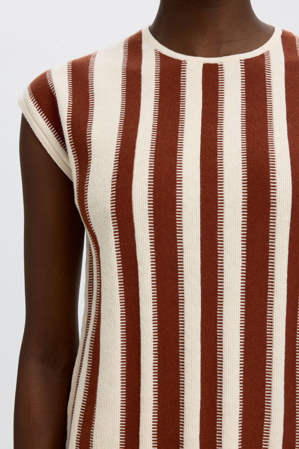 Lina SL Knit O-Neck - Birch/Cherry Mah