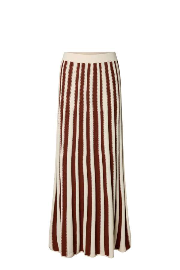 Lina HW Knit Long Skirt - Birch/Cherry Mah