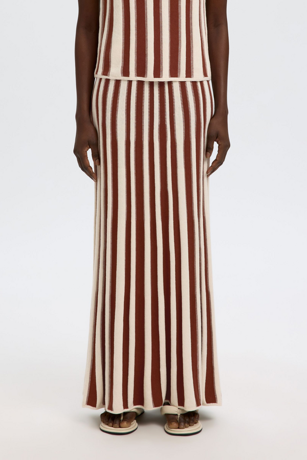 Lina HW Knit Long Skirt - Birch/Cherry Mah
