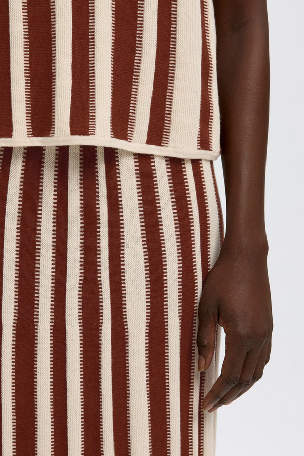 Lina HW Knit Long Skirt - Birch/Cherry Mah