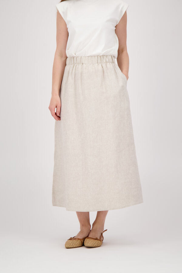 Adele Evergreen Linen Skirt - Raw Linen