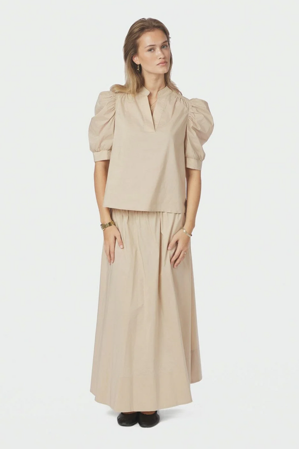 Roella Poplin Blouse - Dark Sand
