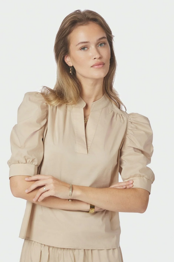 Roella Poplin Blouse - Dark Sand
