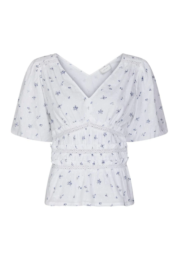 Sapura Flower Dobby Blouse - Blue Flower