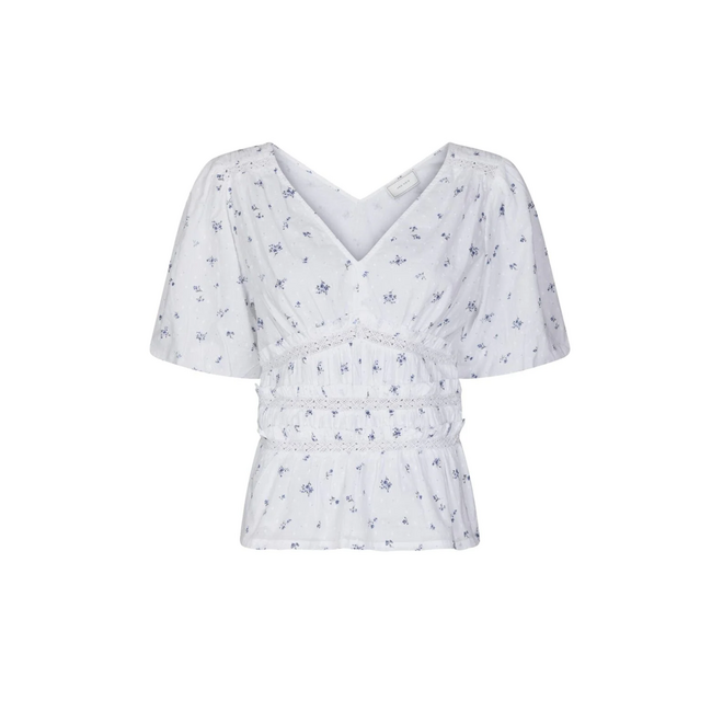 Sapura Flower Dobby Blouse - Blue Flower